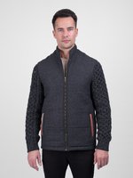 Grey Shackleton Jacket with Charcoal Cable Knit Sleeve