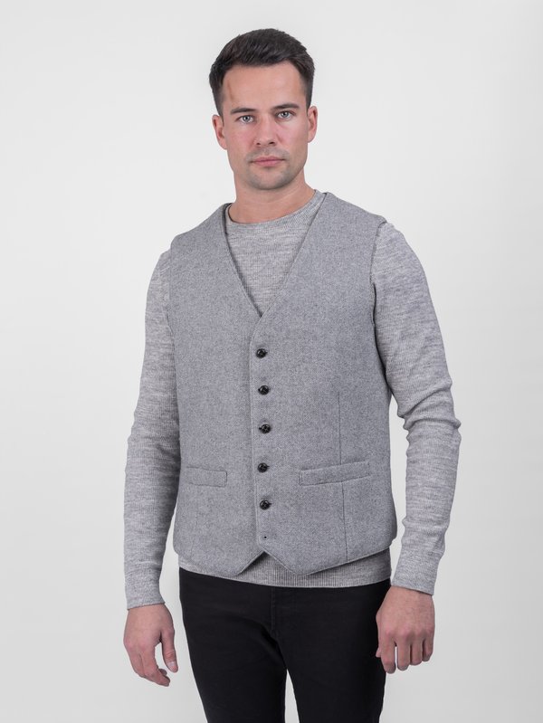 Light Grey Tweed Waistcoat - Light Grey