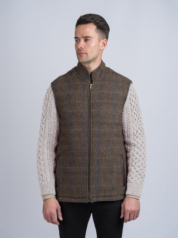 Horse Brown Shackleton Jacket with Natural Cable Knit Sleeve