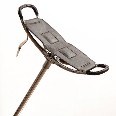 Shooting Stick With Brown Leather Seat - Brown