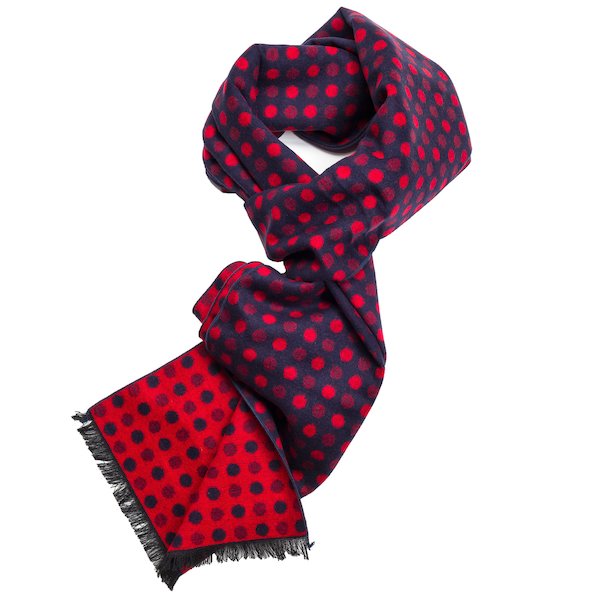 Navy and Red Woven Silk Scarf.