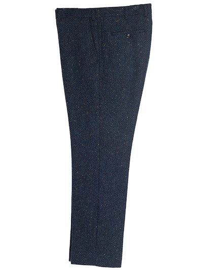 Blue Herringbone Irish Tweed Trousers