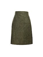 Green Knee Length Tweed  Skirt