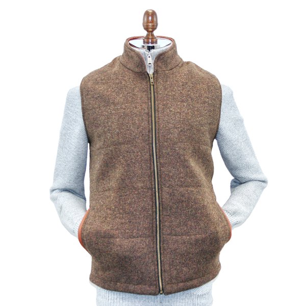 Burns Barleycorn Brown Body Warmer and Gilet with Leather Trims - Medium Brown