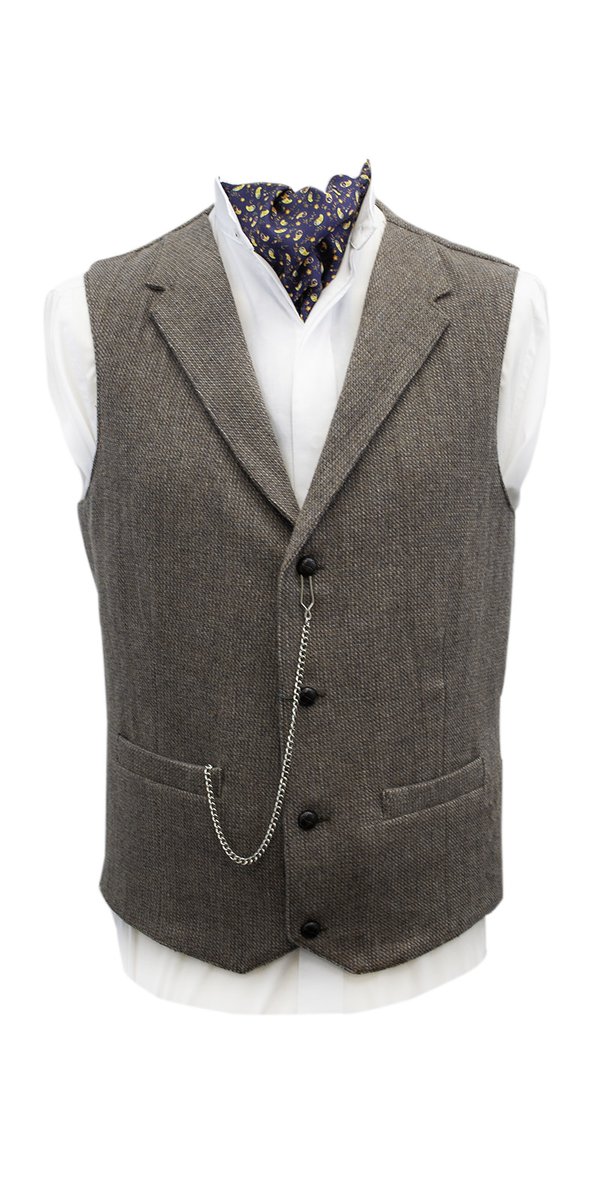 Byrne Beige Tweed Waistcoat with Revere - Beige