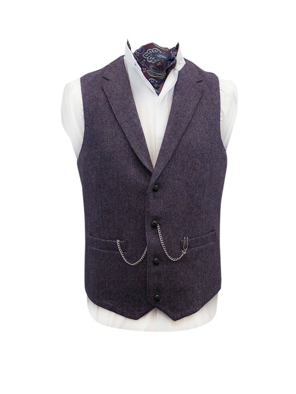 Moore Mulberry Tweed Waistcoat - Dark Purple