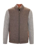 Mid Brown Shackleton Jacket with Rocky Road Cable Knit Sleeve