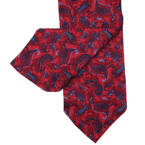 Gents Red Silk Cravat with Paisley - Wine