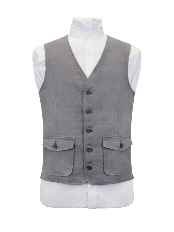 Grey Linen Waistcoat - Light Grey