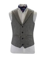Light Grey Tweed Waistcoat With Revere