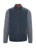Blue Shackleton Jacket with Navy Marl Cable Knit Sleeve