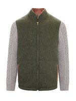 Green Shackleton Jacket with Rocky Road Cable Knit Sleeve