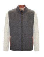 Brown Shackleton Jacket with Natural Cable Knit Sleeve