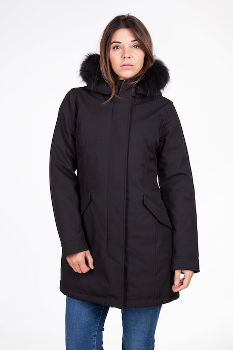 Long parka with real fur hood