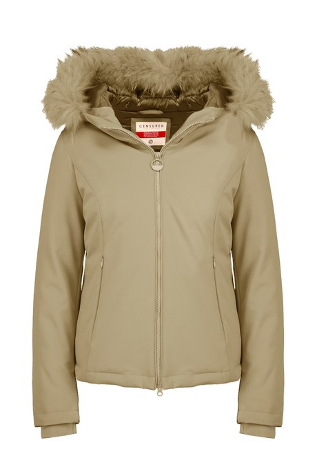 Short Hooded Jacket with Real Fur