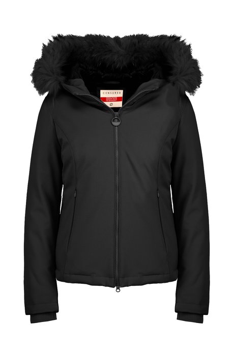 Short Hooded Jacket with Real Fur