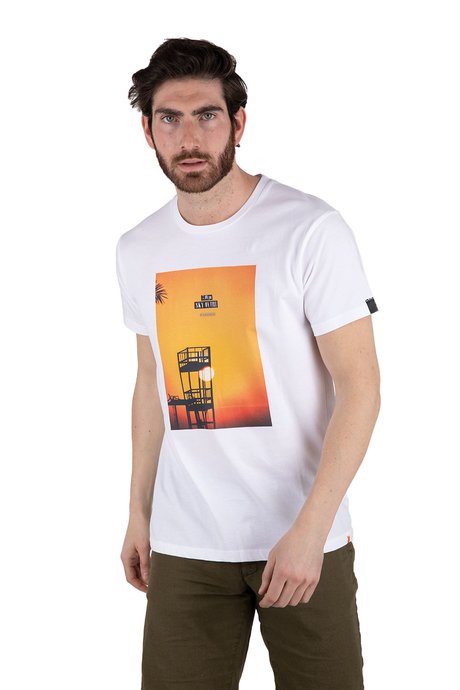 T-shirt con Stampa Sunset