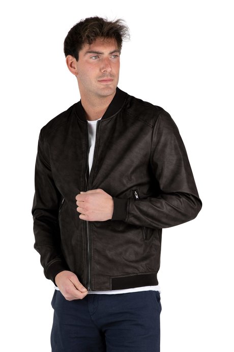 Lord faux leather bomber jacket