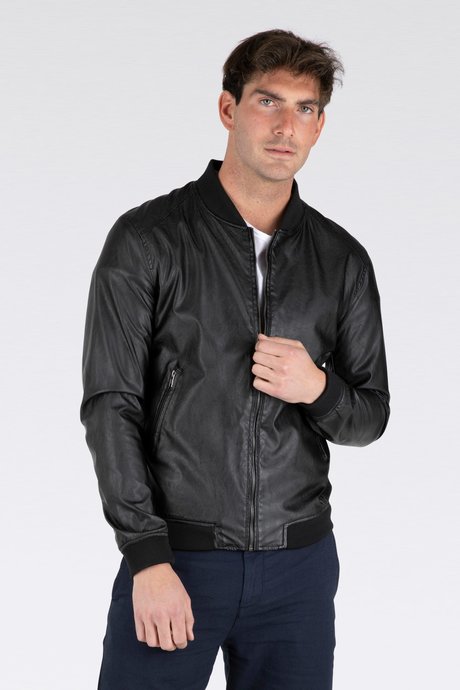 Lord faux leather bomber jacket, lightweight