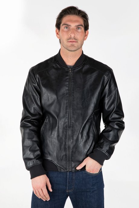 Man's leather jacket  with sherpa interior