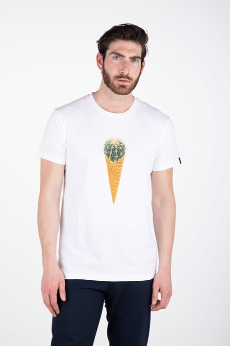 T-shirt with ice-cream cactus print