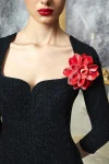 Chiara Boni USA - Velvet Flower Brooch - Persimmon - Chiara Boni USA