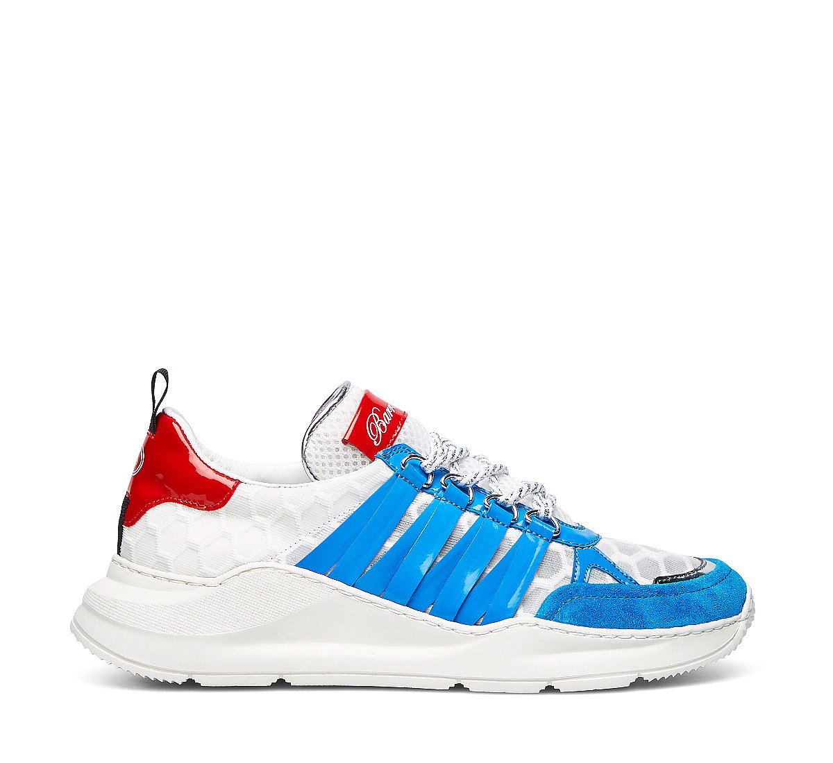Barracuda fabric and calfskin sneakers