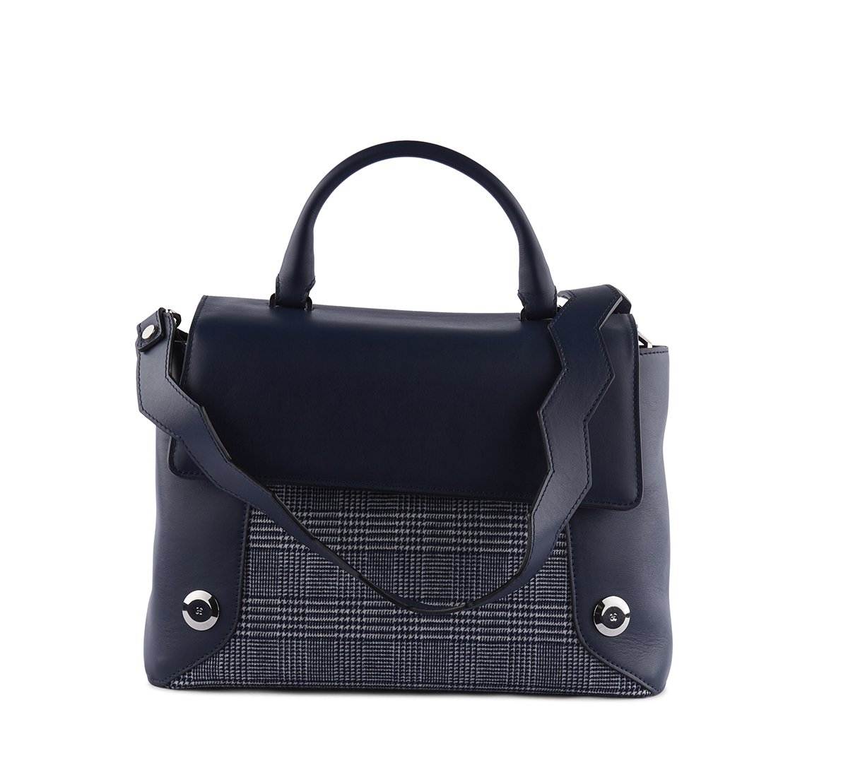 Handbag in morbida nappa e tessuto