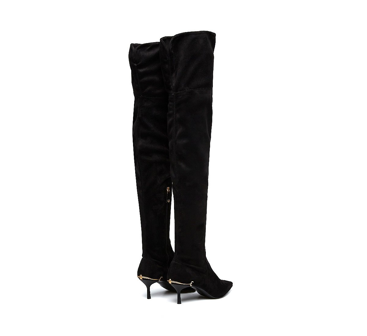 Thigh-high boots in soft suede
