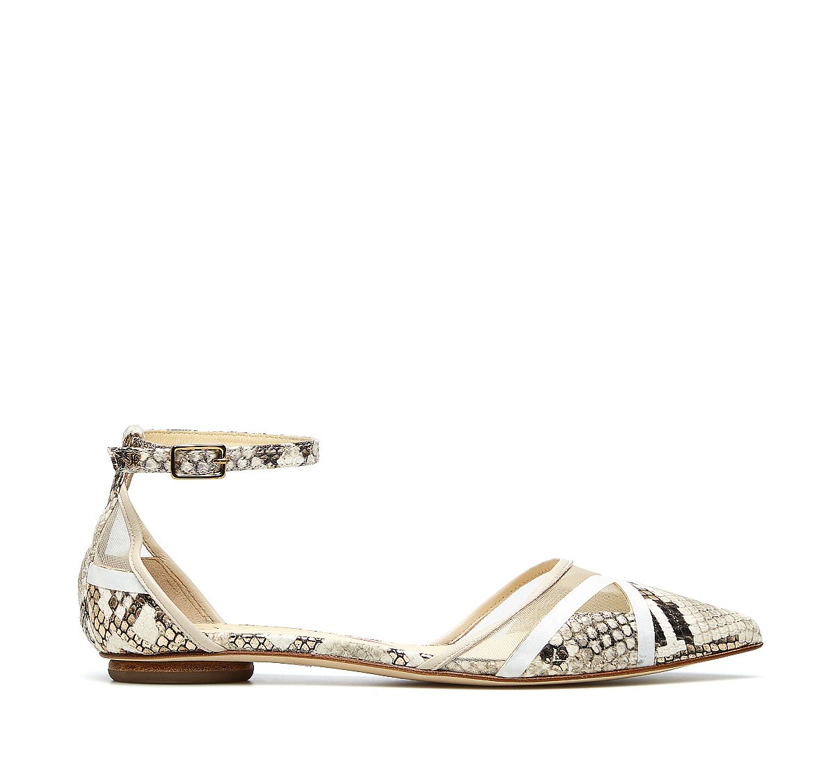 Ballerinas in reptile-print calfskin