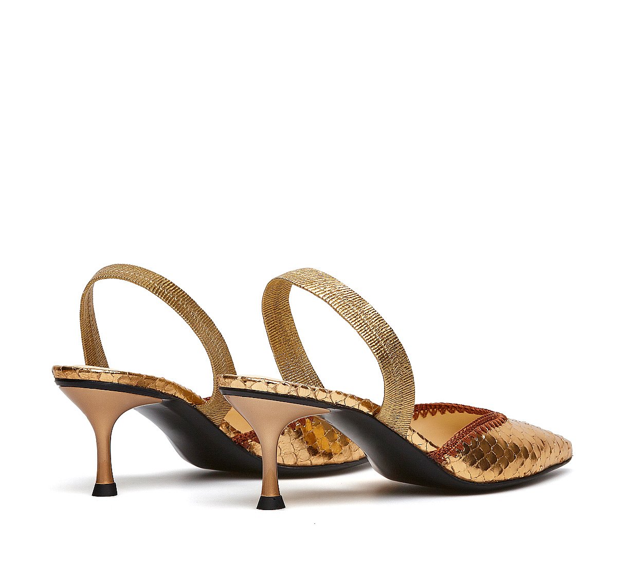Slingback in vitello laminato