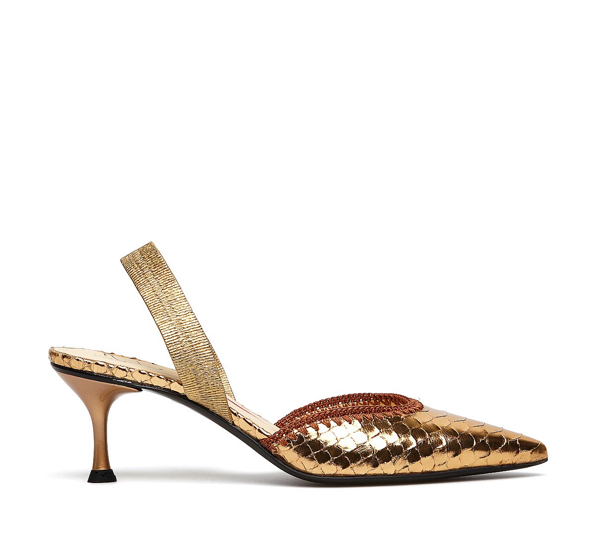 Slingback in vitello laminato