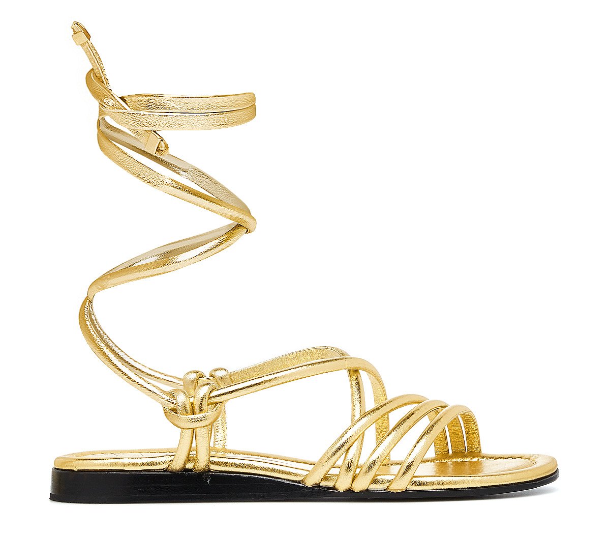 Sandals in reptile-print calfskin