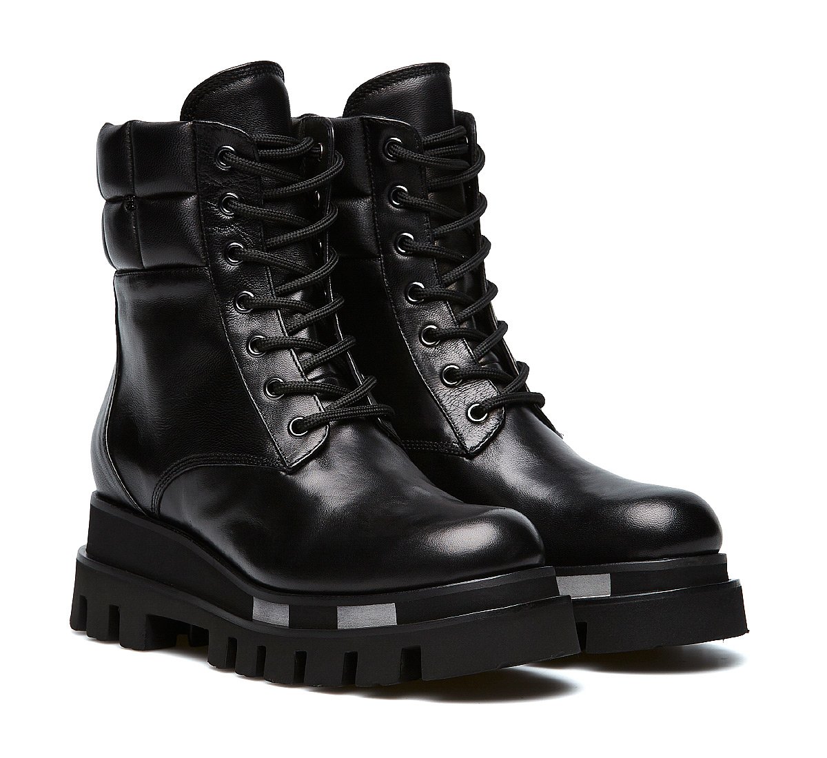 Soft nappa leather combat boots