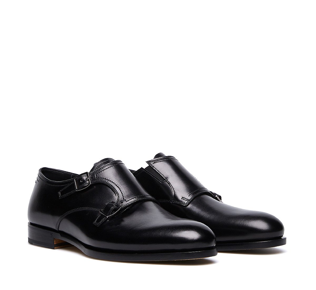Double monk strap shoes in exquisite calfskin