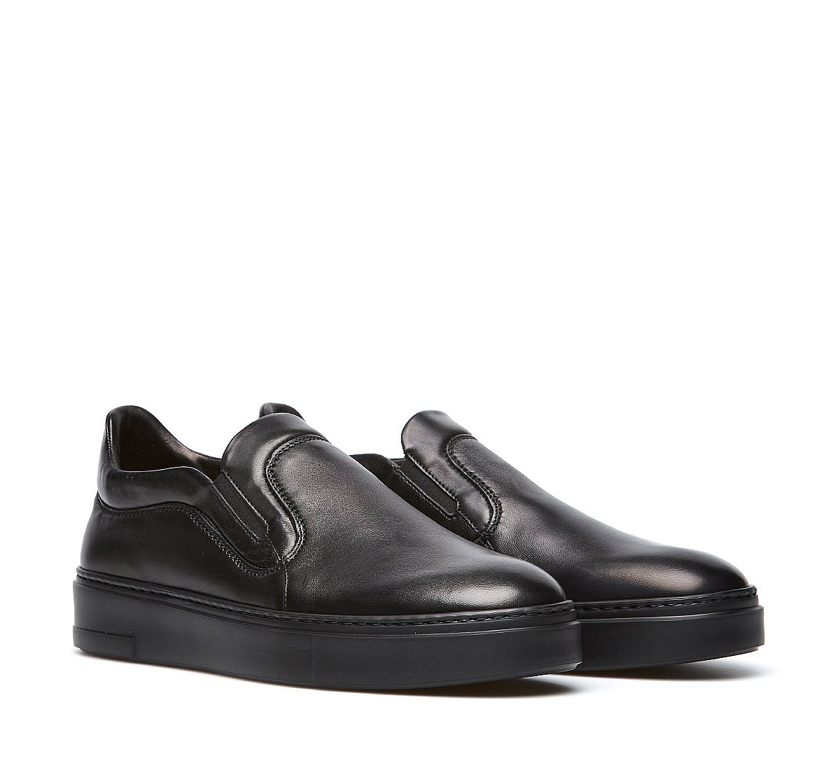 Calfskin slip-ons with warm sheepskin lining