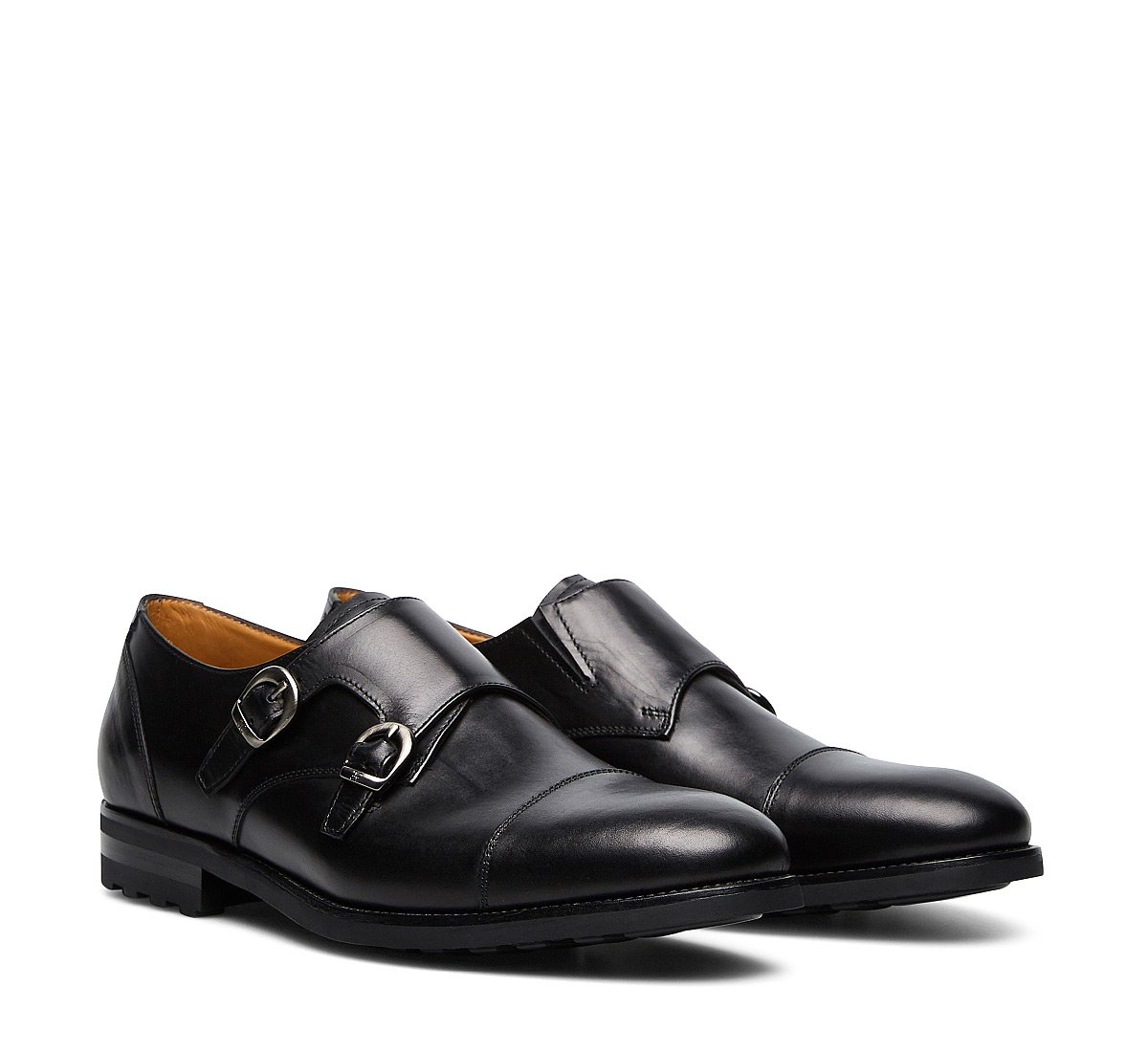 Double monk strap calfskin shoes