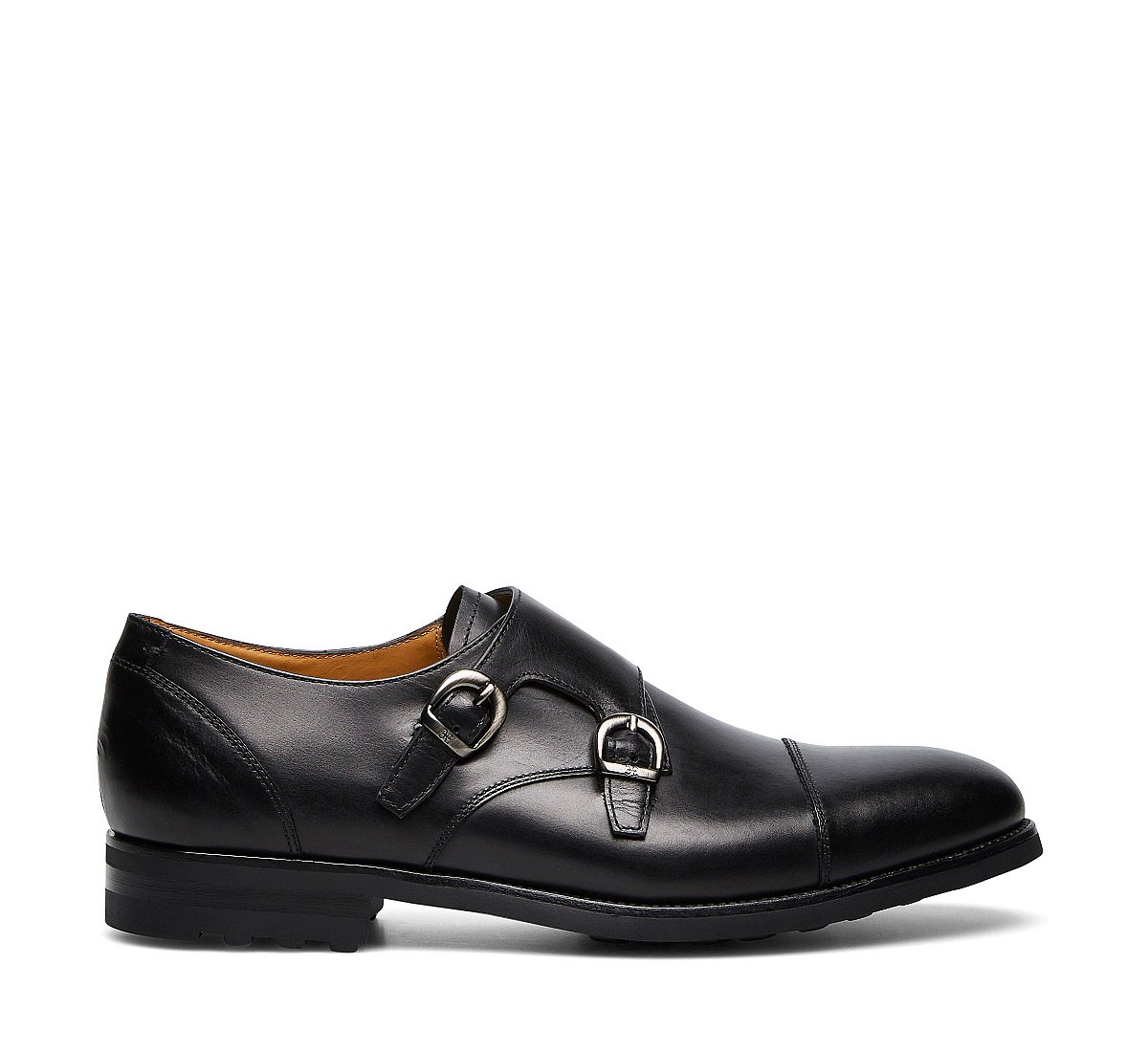 Double monk strap calfskin shoes