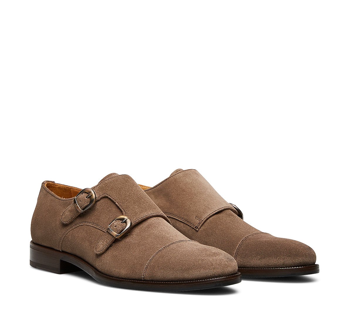 Double monk strap suede shoes