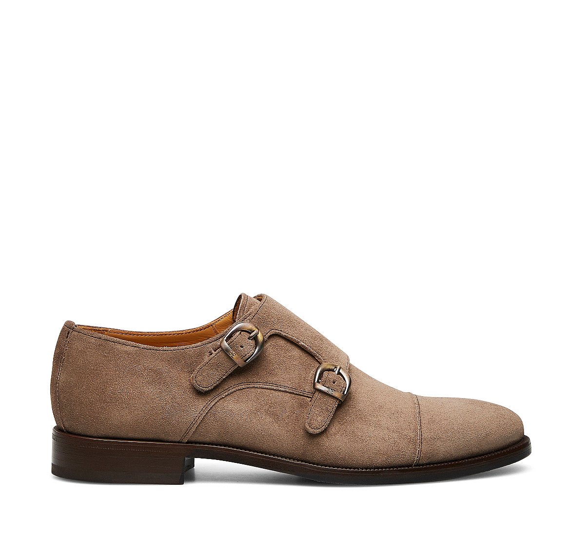 Double monk strap suede shoes