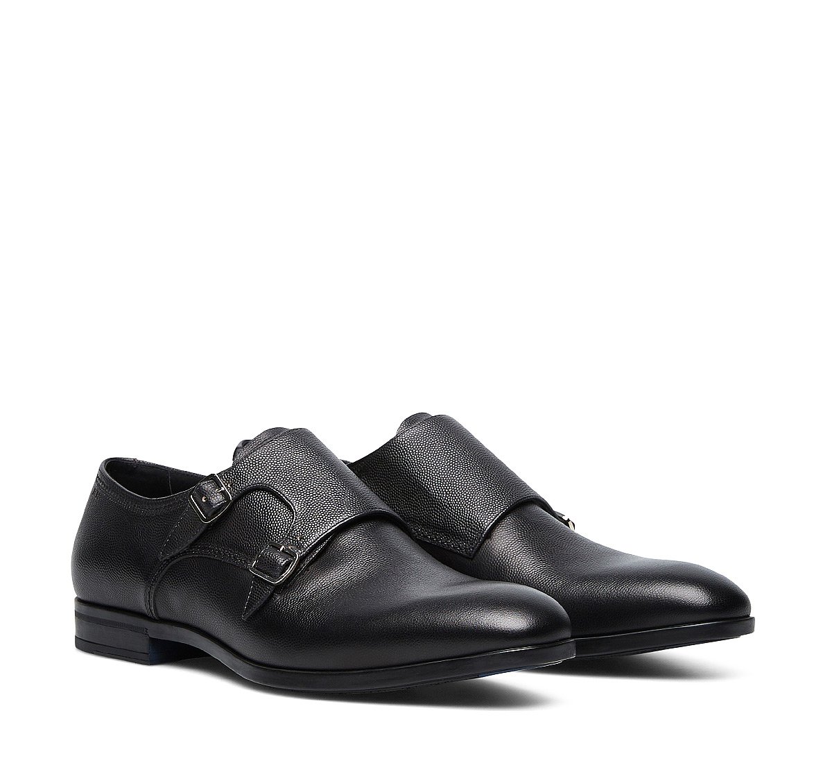 Double monk strap calfskin shoes