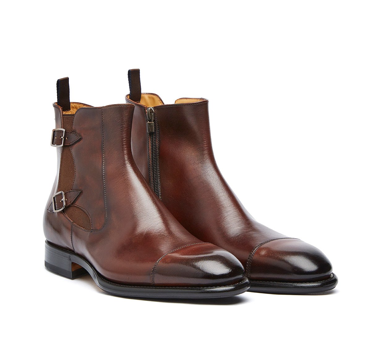 Beatle boot Flex Goodyear with double buckle in luxury calf leather