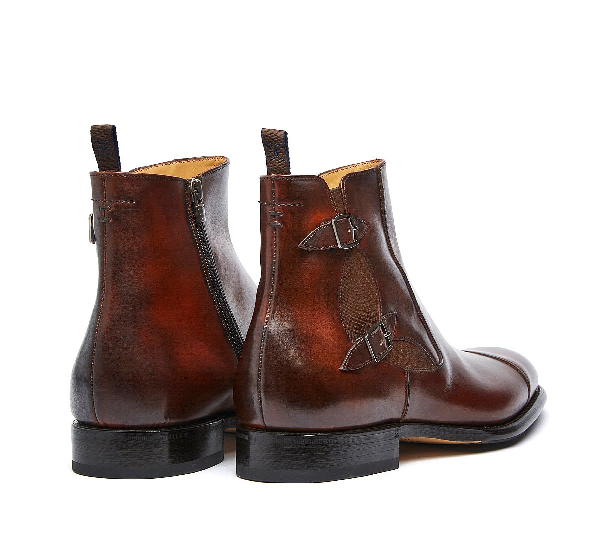Beatle boot Flex Goodyear with double buckle in luxury calf leather