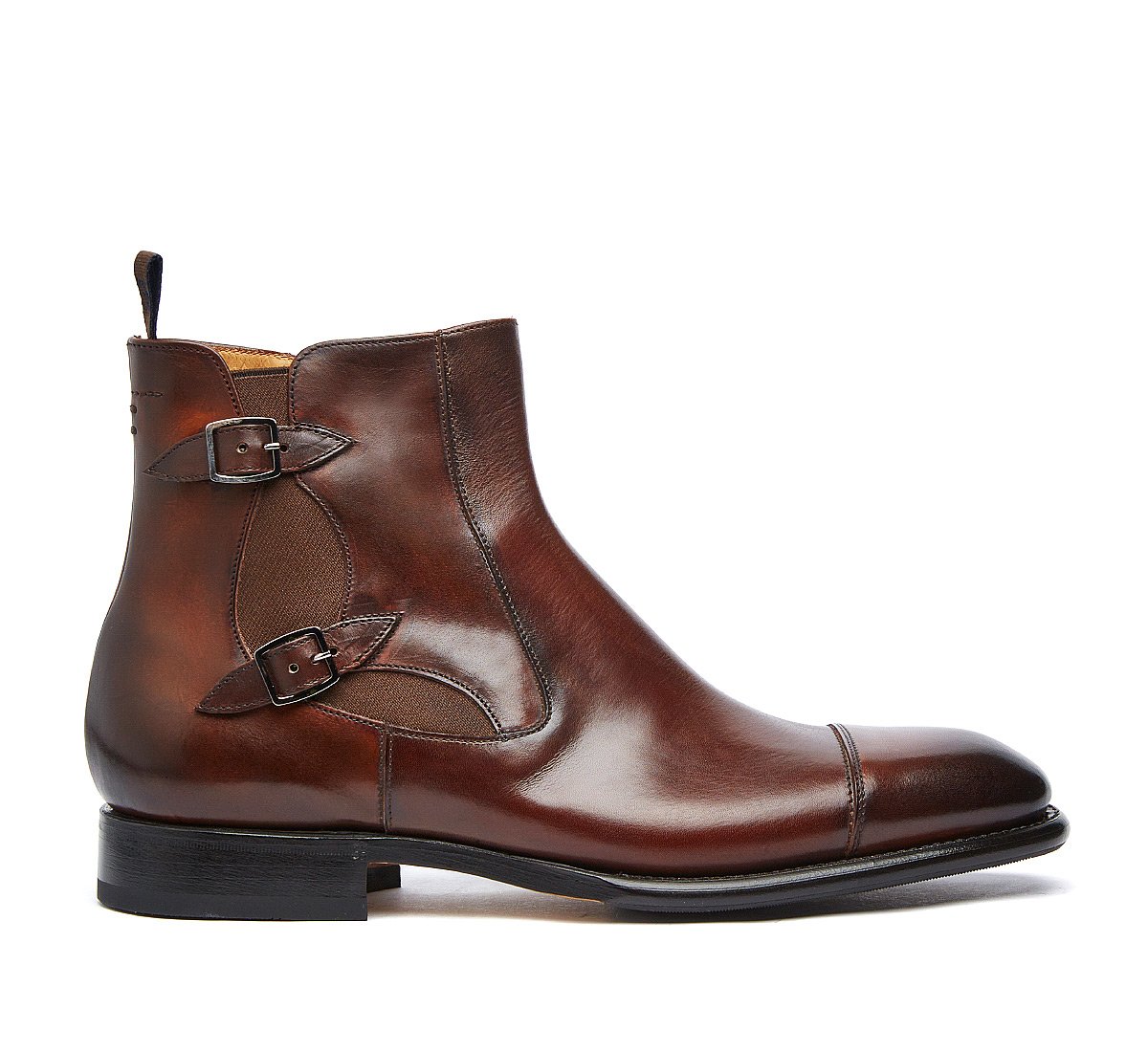 Beatle boot Flex Goodyear with double buckle in luxury calf leather