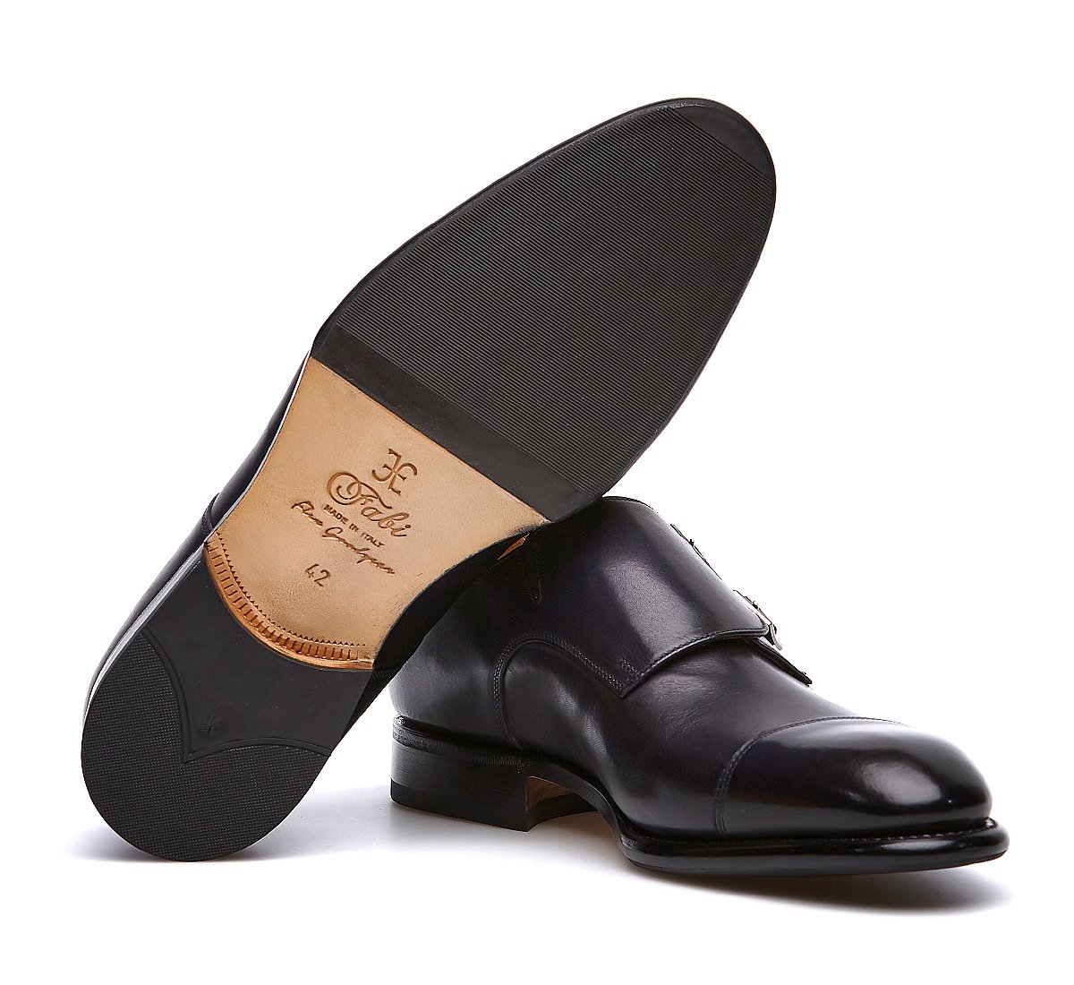 Double monk Flex Goodyear in vitello naturale
