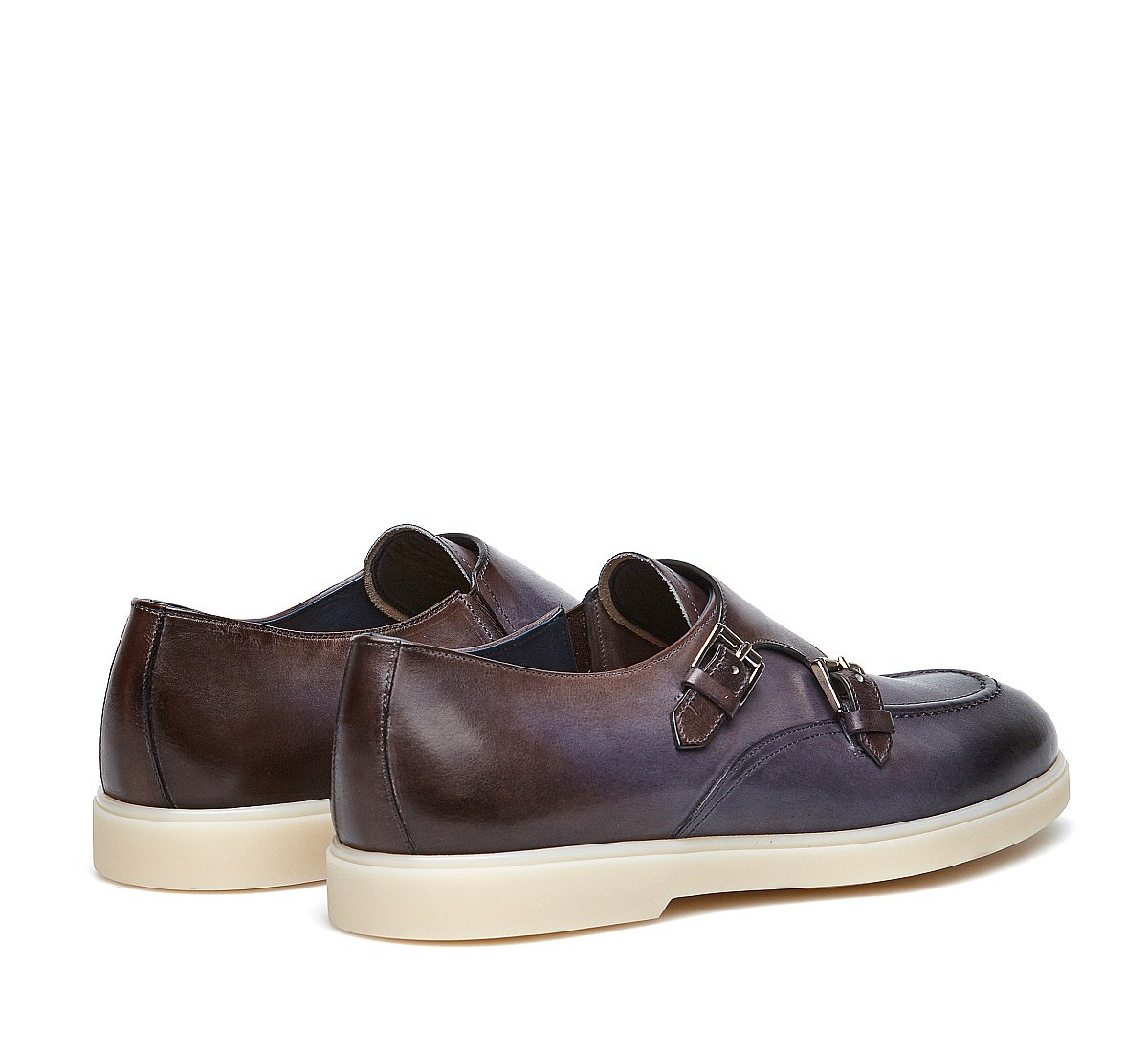 Fabi Flex double monk-strap shoes in exquisite calfskin