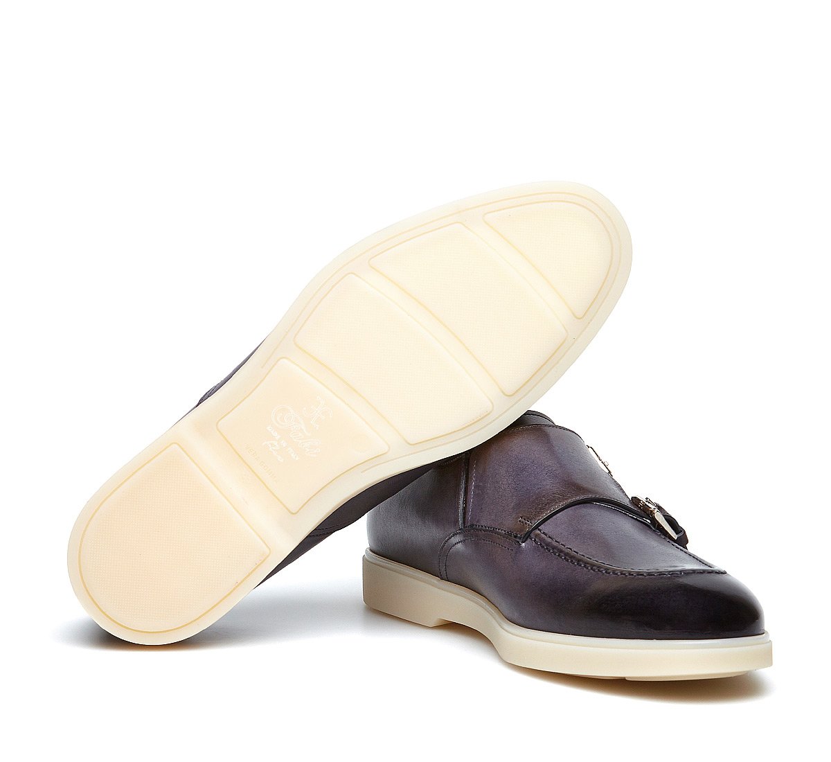 Fabi Flex double monk-strap shoes in exquisite calfskin