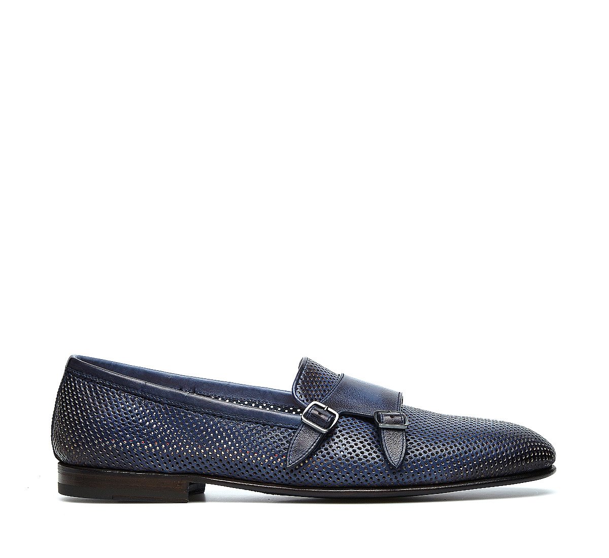 Double-buckle moccasins in exquisite calfskin, constructed using the Goodyear process