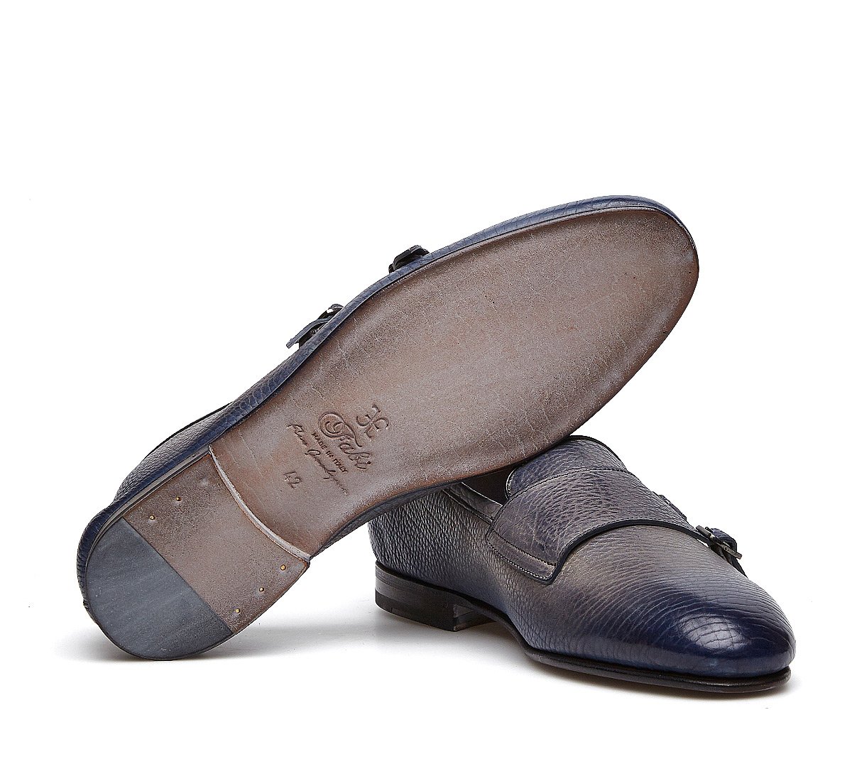 Fabi Flex Goodyear double monk-strap shoes in exquisite hand-buffed calfskin