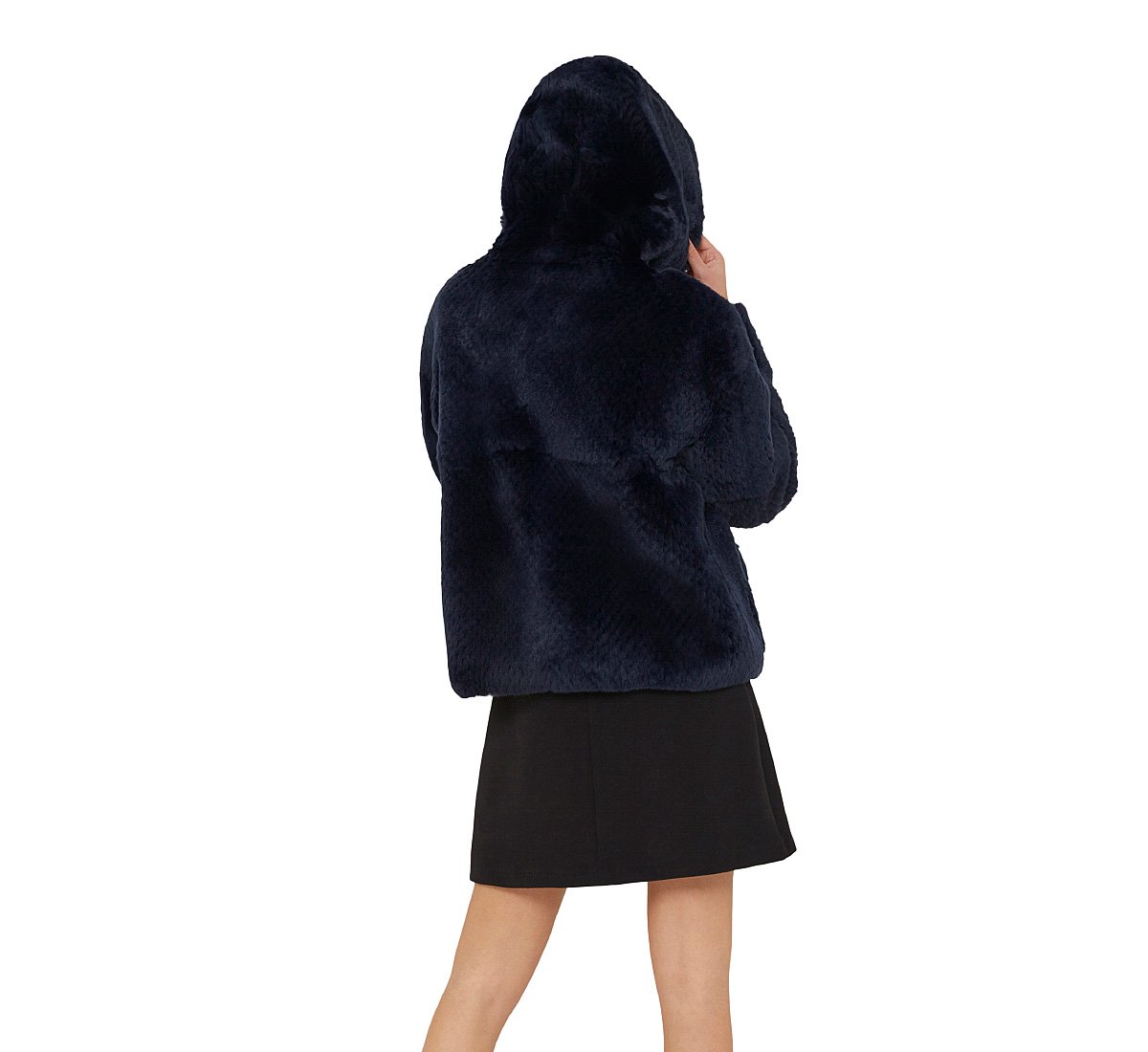 Genuine fur coat with hood